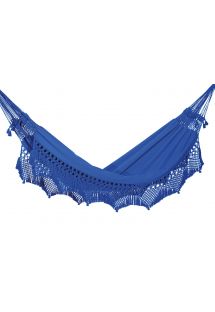 Blue cotton hammock with macrame 4,2M x 1,6M - XINGU ML AZUL