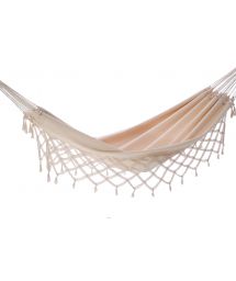 Bio natural cotton hammock with fringes 4M x 1,6M - XINGU TR ORGANIC BEGE