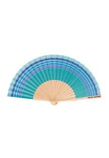 Emerald green hand fan in cotton and wood - EVENTAIL MARTIN