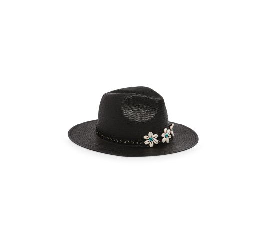 Hats Black Straw Hat Decorated With Shells Isola Black