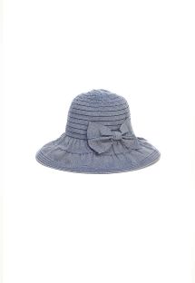 Denim blue beach hat with a bow - CHAPEU CROCHET SAFIRO