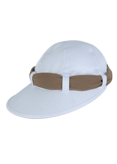 White feminine cap and beige tie - VISEIRA ANTIBES BRANCO/OCRE