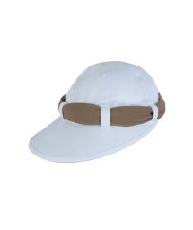 White feminine cap and beige tie - VISEIRA ANTIBES BRANCO/OCRE