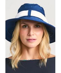 Пляжная шляпа синего цвета с белой банданой - CHAPEU PARIS VILLE AZUL/BRANCO - SOLAR PROTECTION UV.LINE