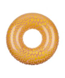 Pink round buoy with orange leopard pattern - POOL RING CALL OF THE WILD - PEACHY PINK
