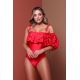 LASER CUT SLEEVE ONE PIECE RED