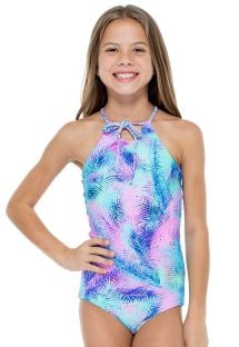 Girls reversible one-piece swimsuit with palm tree print - PALMARES ONE PIECE