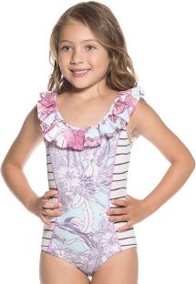 Little Girls Mixed Print One-piece 