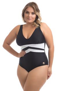 Plus size black & white one-piece swimsuit - ROSA MAIO LANAI PRETO/BRANCO