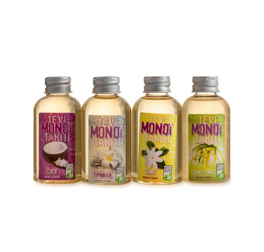 Set de viaje de 4 aceites Monoi - diversos aromas - PACK MONOI TEVI 4X60ML