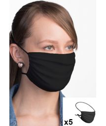 Маска чёрная, регулируемая, многоразовая (комплект из 5 штук) - 5 x FACE MASK BBS02 2 LAYERS