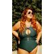 Plus size accessorized textured green one-piece swimsuit - SUIMSUIT MAYRA