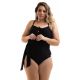 Plus size black 2 in 1 one-piece swimsuit with a tie-up dress - MAIO BAHAMAS PRETO