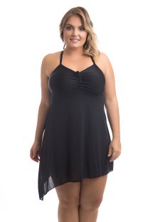 Czarny jednoczęściowy kostium kąpielowy plus size 2 w 1 z wiązaną sukienką - MAIO BAHAMAS PRETO