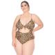 Plus size leopard 1-piece swimsuit, front-tied - MAIO LACO LAUREN TIGRESA