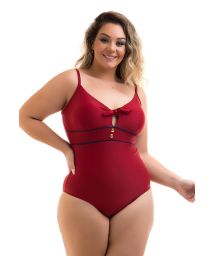 Plus size dark red retro style one-piece swimsuit - SWIMSUIT RUANA DIVINO