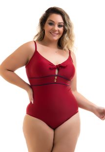 Plus size dark red retro style one-piece swimsuit - SWIMSUIT RUANA DIVINO