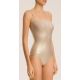 Metallic gold luxurious one-piece swimsuit - METALLIC BASIC SWIMSUIT WITH STRAPS