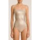 Metallic gold luxurious one-piece swimsuit - METALLIC BASIC SWIMSUIT WITH STRAPS