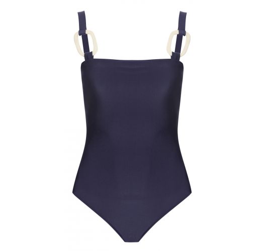 SWIMSUIT WITH HOOPS NAVY