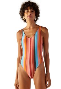 High-leg one-piece swimsuit in colorful straps - DELTA PALMAR