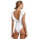 White lace one-piece swimsuit with ruffles - MAIO HULA LAISE BRANCO