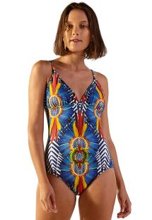 Tropical colored one-piece swimsuit with adjustable straps - PORTO RICO COCARDE