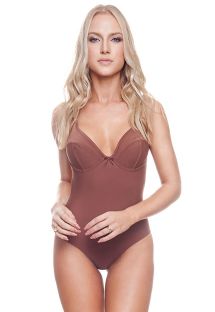 Luxurious brown one-piece swimsuit with underwire - CLAUDIA OP BROWNIE