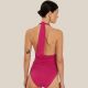 RUCHED HALTER ONE PIECE CARMINE