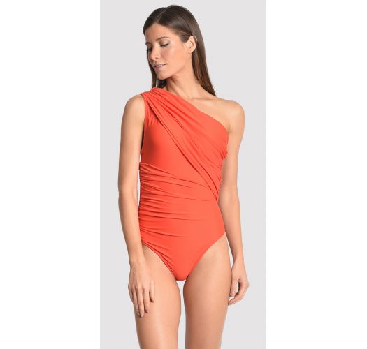 draped one piece swimsuit