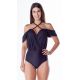 Black one-piece swimsuit with drooping sleeves - CIGANA PRETO
