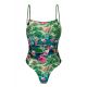 Tropical green & blue one-piece swimsuit with twisted ties - AMAZONIA ELLA
