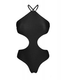 Black Brazilian high-neck monkini - BODY RECORTE PRETO