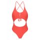 Koralowy brazylijski jednoczęściowy kostium kąpielowy z wycięciem na brzuchu - DOTS-TABATA IVY STRAP