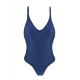 Blue textured high leg one-piece swimsuit - KIWANDA DENIM HYPE