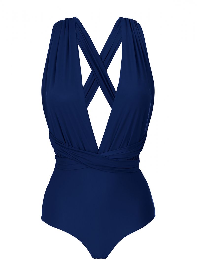 Navy blue multi-way one-piece swimsuit - MARINHO MARINA