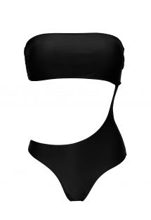 Czarny asymetryczny jednoczęściowy kostium kąpielowy typu bandeau - PRETO BODY-RIO