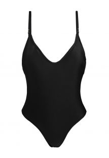Black high-leg one-piece swimsuit - PRETO HYPE
