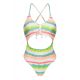 Tie-dye stripes Brazilian one-piece swimsuit with belly cutout - REVELRY IVY STRAP