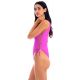 Magenta pink textured thong 1 piece swimsuit with laced sides - ST-TROPEZ PINK ZOE