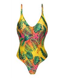Colorful tropical print high-leg one-piece swimsuit - SUN-SATION HYPE
