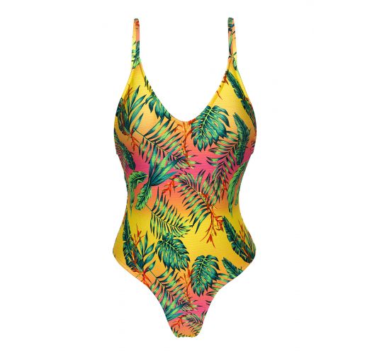 Colorful tropical print high-leg one-piece swimsuit - SUN-SATION HYPE