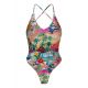 Tropical colorful one-piece swimsuit with cutouts - SUNSET SOFIA