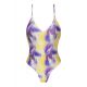 Fioletowo-żółty wysoko wycięty jednoczęściowy kostium kąpielowy ze wzorem tie-dye - TIEDYE-PURPLE HYPE