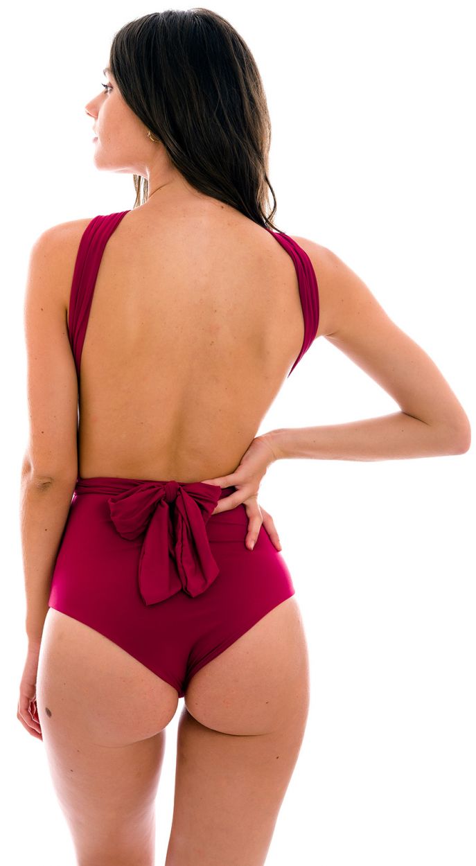 Garnet red multi-way one-piece swimsuit - UV-DESEJO MARINA