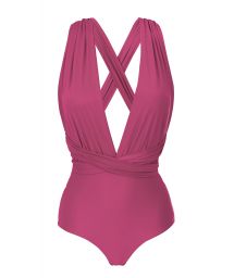 Dark pink multi-way one-piece swimsuit - VALENCIA MARINA