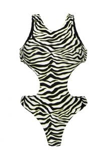 Omkeerbare trikini met hoge halslijn en zwart/witte tijgerprint - WILD-BLACK TWISTED