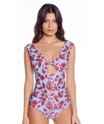 Reversible floral swimsuit with bow knots - AURORA ONE PIECE