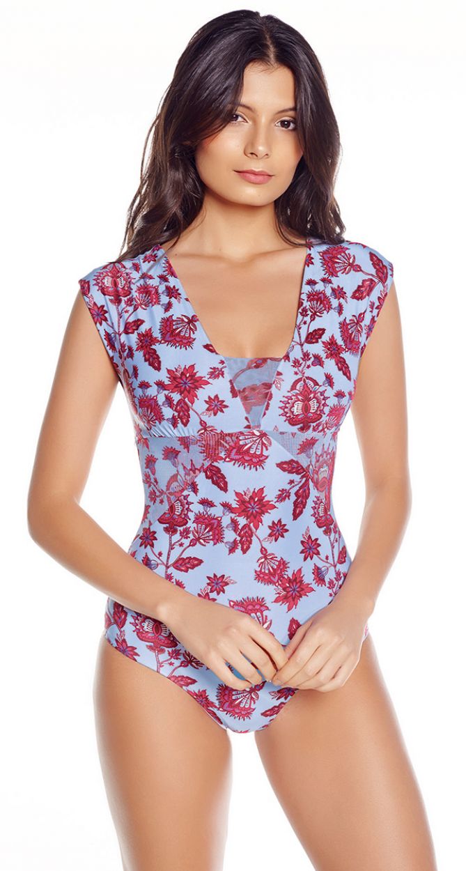 One-piece floral swimsuit with transparency - JUNO ONE PIECE