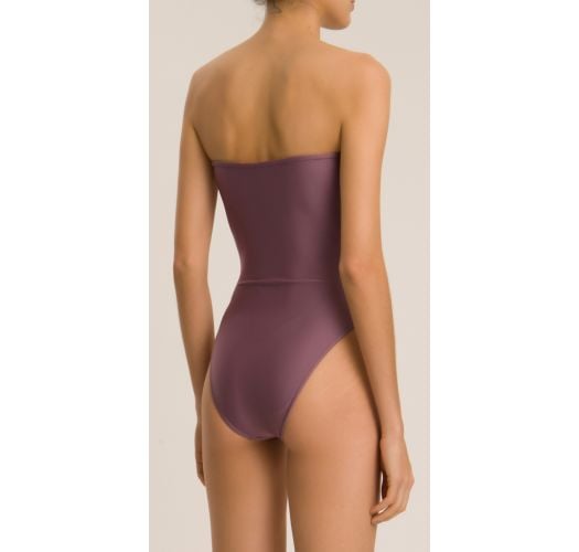 BICOLOR STRAPLESS SWIMSUIT WITH BUTTONS